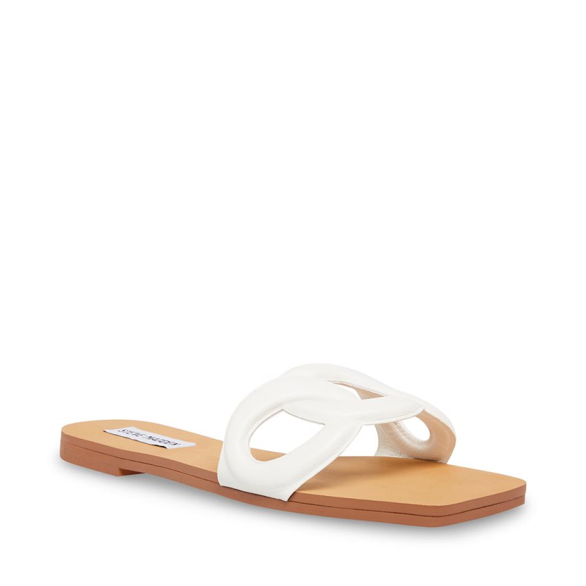 Sandalias de Diapositivas Steve Madden Marcie Cuero Mujer Blancas | ES NU463E